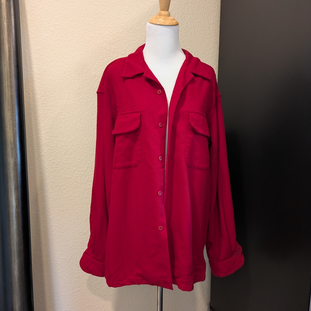 Pendleton Washable Wool Shirt Jacket Red Cranberr… - image 1